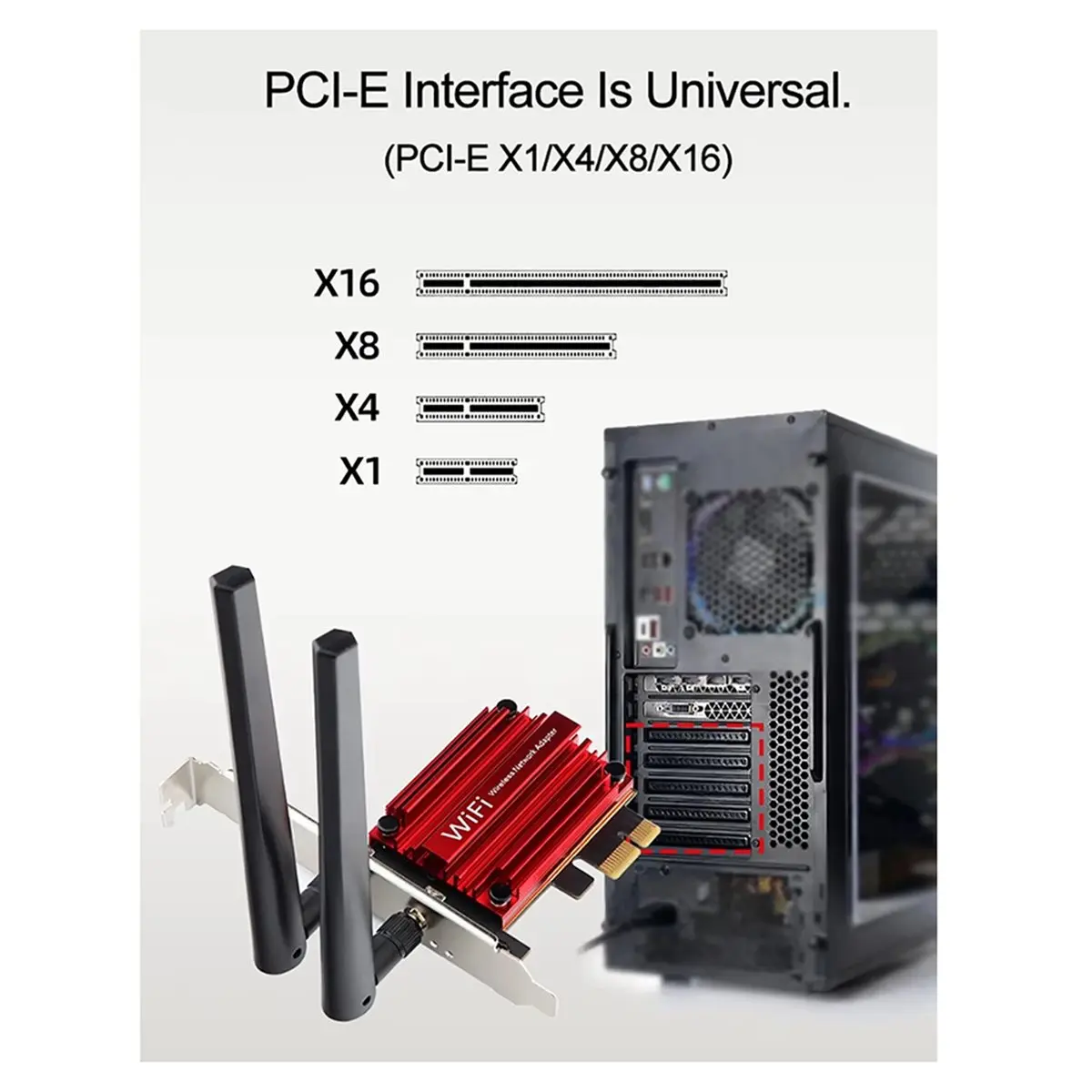 (A26M) PCI-E WiFi6E Triple Band 5400Mbps Bluetooth 5.3 Adapter RTL8852CE Gigabit Wireless Network Card for Desktop PC Win 10/11