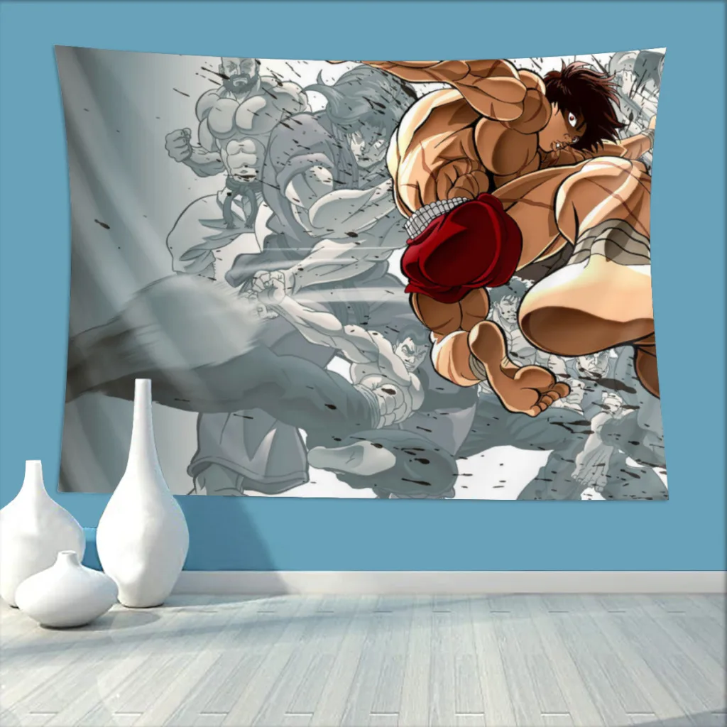 Kick Home Tapestry Baki Hanma Yujiro Manga Background Hanging Blanket Living Room Arts Decor Ornaments Beach Mat