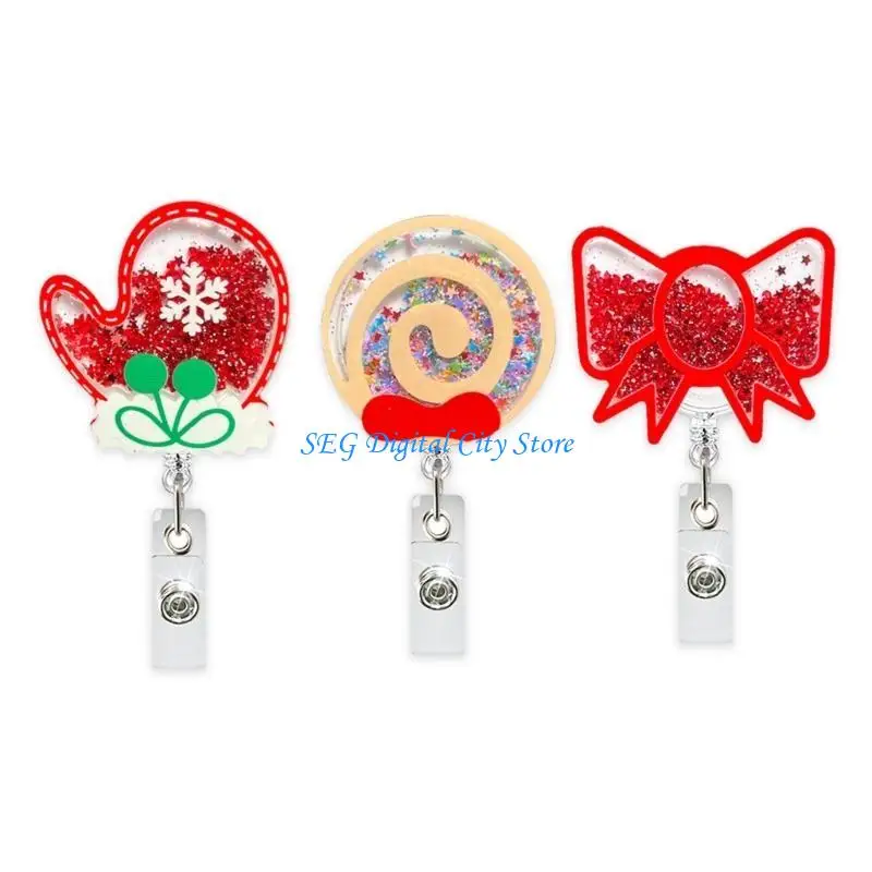 U75B 3/8 Uds soporte Navidad con Clip cocodrilo giratorio, soporte acrílico carrete retráctil