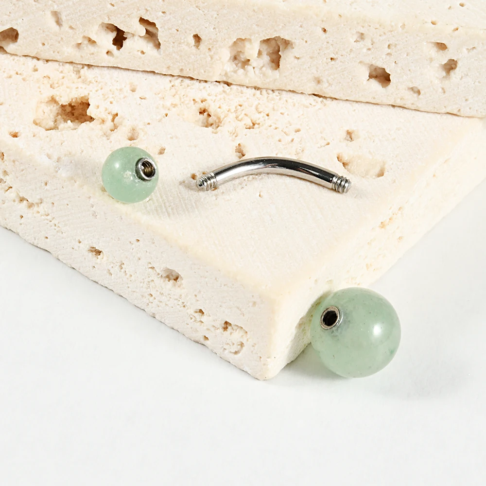 1PC Stainless Steel White Crystal Stone External Threaded Belly Curved Button Rings Navel Belly Bar Piercing Body  Jewelry
