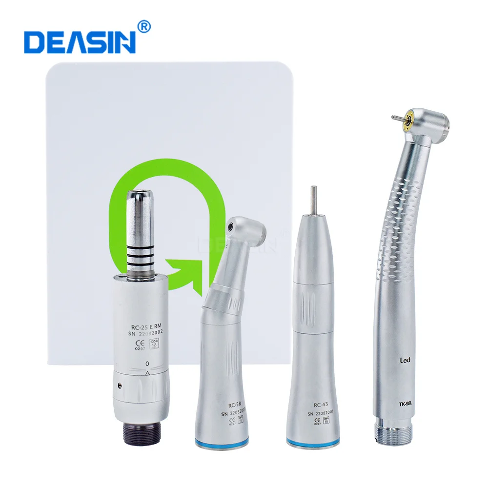 Dental High Speed 5 LED 5 Water Spray Ceramic Rotor Handpiece Dentist Tips E-Generator Air Turbine Push Button Teeth Polishing