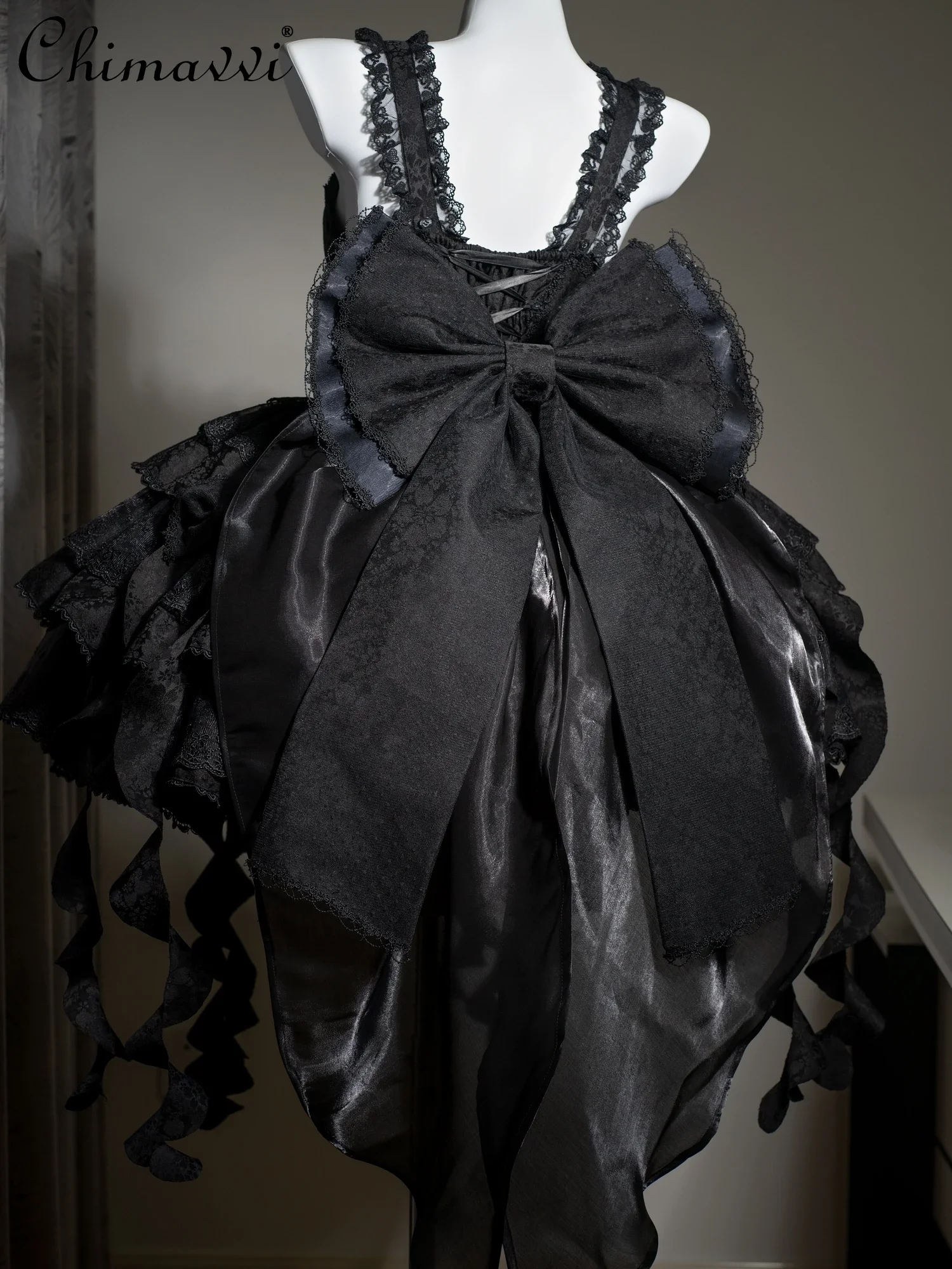 Original süßes Mädchen-Lolita-JSK-Kleid mit großer Schleife, einfarbig, schmale Passform, Damen-Geburtstagsfeier, Spitze, kurze Blumen-Hochzeitskleider