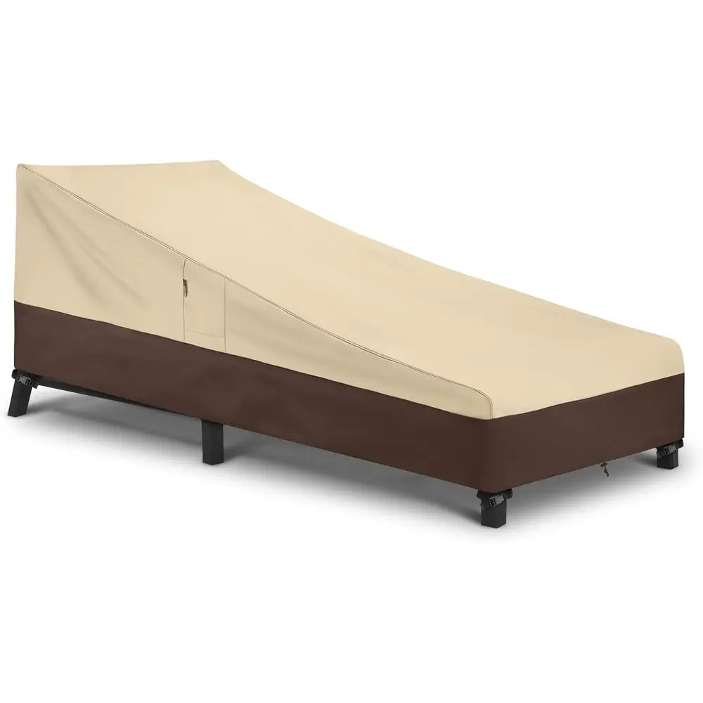 

Чехол для уличного шезлонга повышенной прочности, 80 длина x 32 ширина x 25 высота, бежевый и коричневый, защищает стулья у бассейна зимой