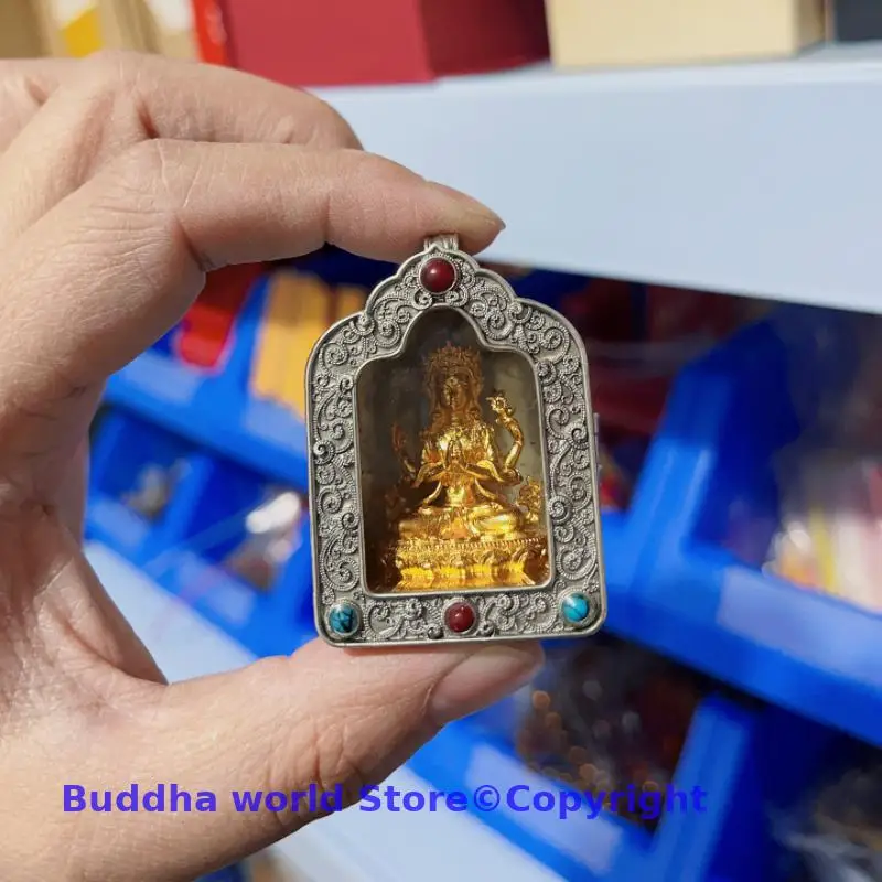 

50% OFF Personal protection Amulet gold GUAN YIN Buddha GUWU HE Portable Efficacious talisman bless safety GOOD LUCK Pendant