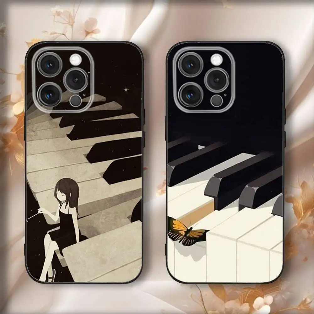 

Art Piano Phone Case For iPhone16,15,14,13,12,11,Pro,Max,Plus,X,XS,SE4,E,Mini,Soft Black Case