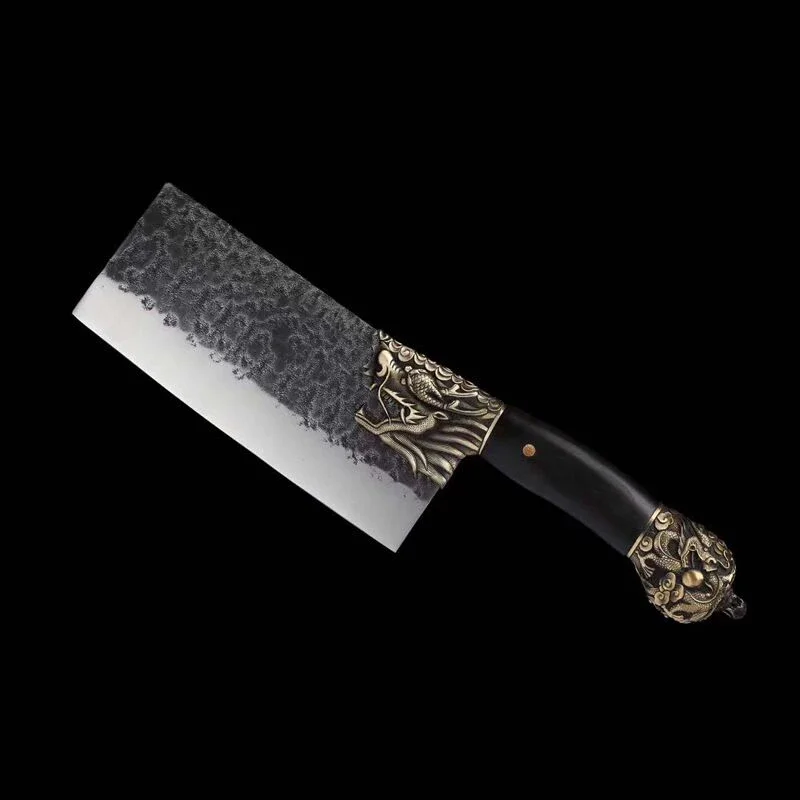 

5Cr15MOV Handmade kitchen knife Longquan clip steel forging sharp cutting knife Chef's knife household ebony handle