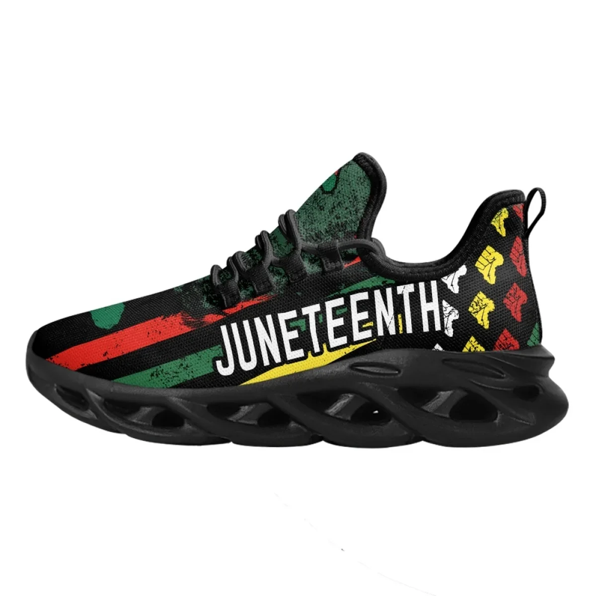 Juneteenth Peace and Love Print Mesh Sneakers Lightweight Walking Shoe Non Slip Breathable Athletic Running Zapatos