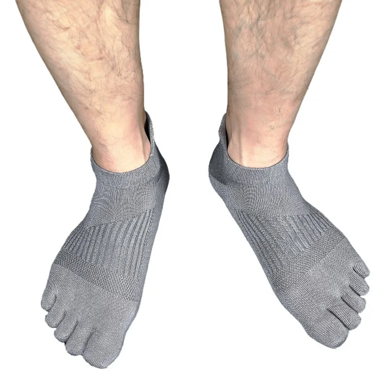 Calcetines tobilleros de algodón transpirables para hombre, medias elásticas de cinco dedos, transpirables, absorbentes de sudor, novedad