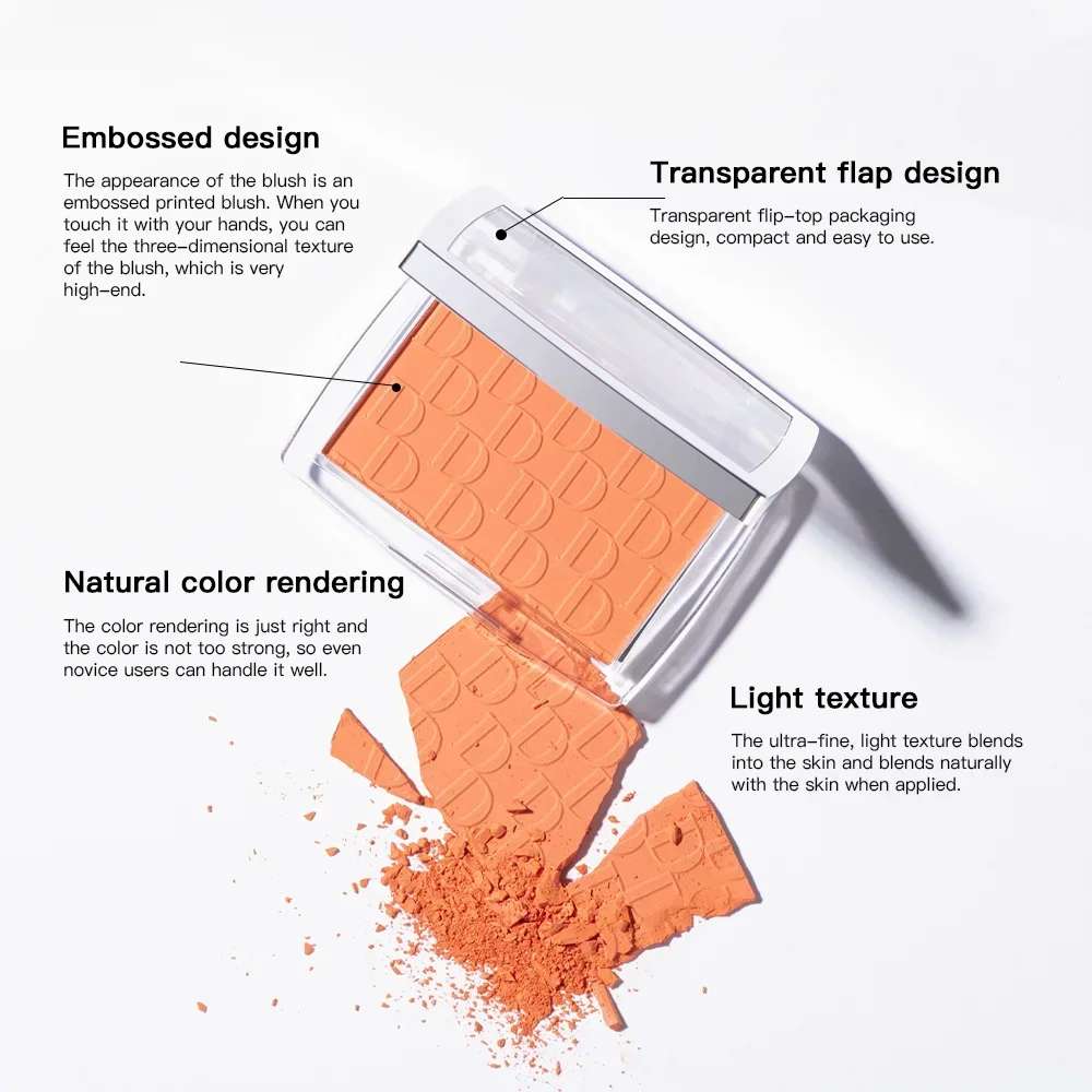 Monochrome Blush Palette Rosy Facial Blusher Powder Natural High Pigmented Pink Coral Rouged for Face Contour Shadow Cosmetics