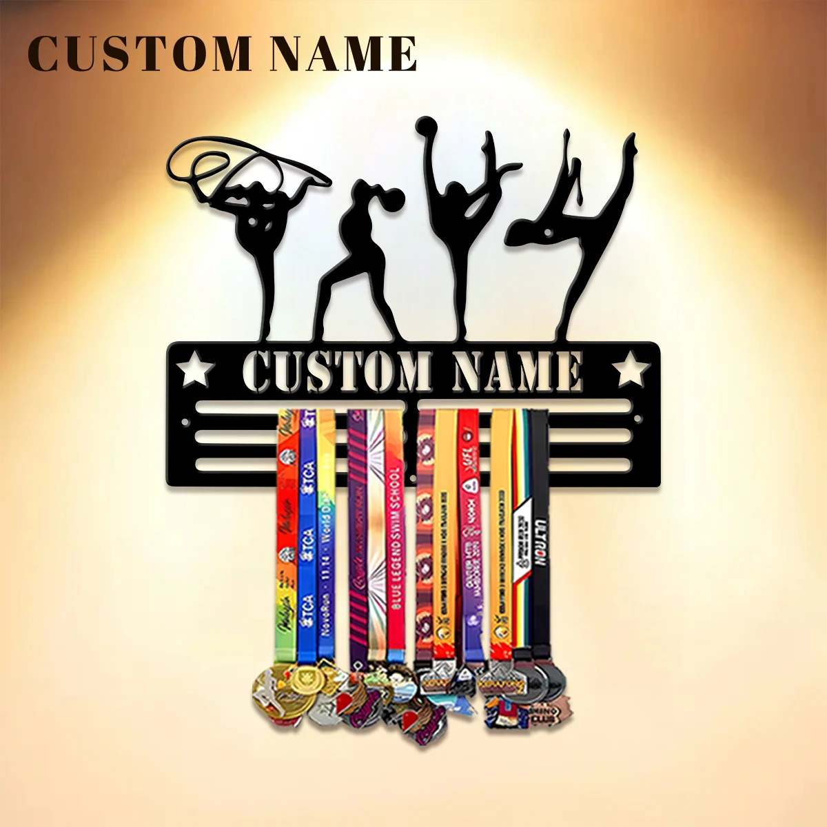 1pc Custom Gymnastics Metal Medal Hanger Holder,Personalized Football Number Medal Display Rack for Sports Awards,Birthday Gift view 2