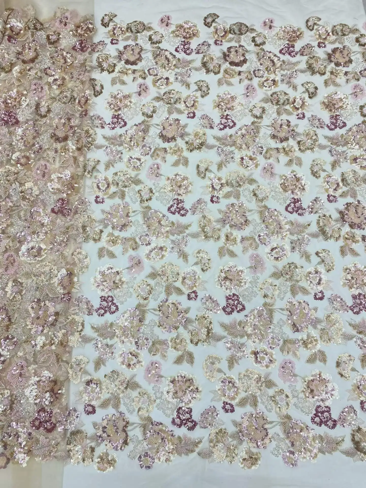 3D Nigerian Tulle Lace Fabric 2026 High Quality African Sequins Beaded Lace Fabric For Women Evening Party Dress Sewing 2832 view 4