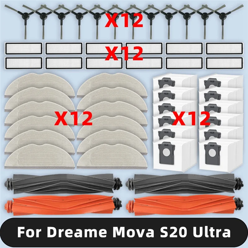 BAAG-For Dreame Mova S20 Ultra / RLM71CE قطع غيار فرشاة جانبية رئيسية فلتر Hepa ممسحة وسادة أكياس الغبار الملحقات