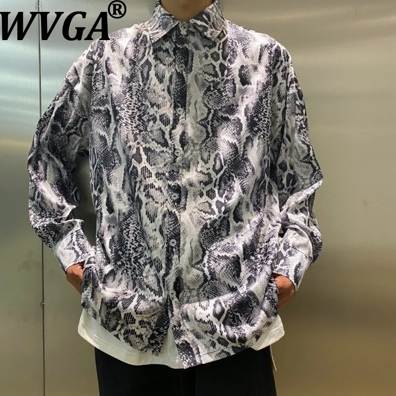 

Мужская рубашка WVGA с отложным воротником, новинка весна-осень, в стиле хип-хоп, модная, повседневная, с длинным рукавом, W21354