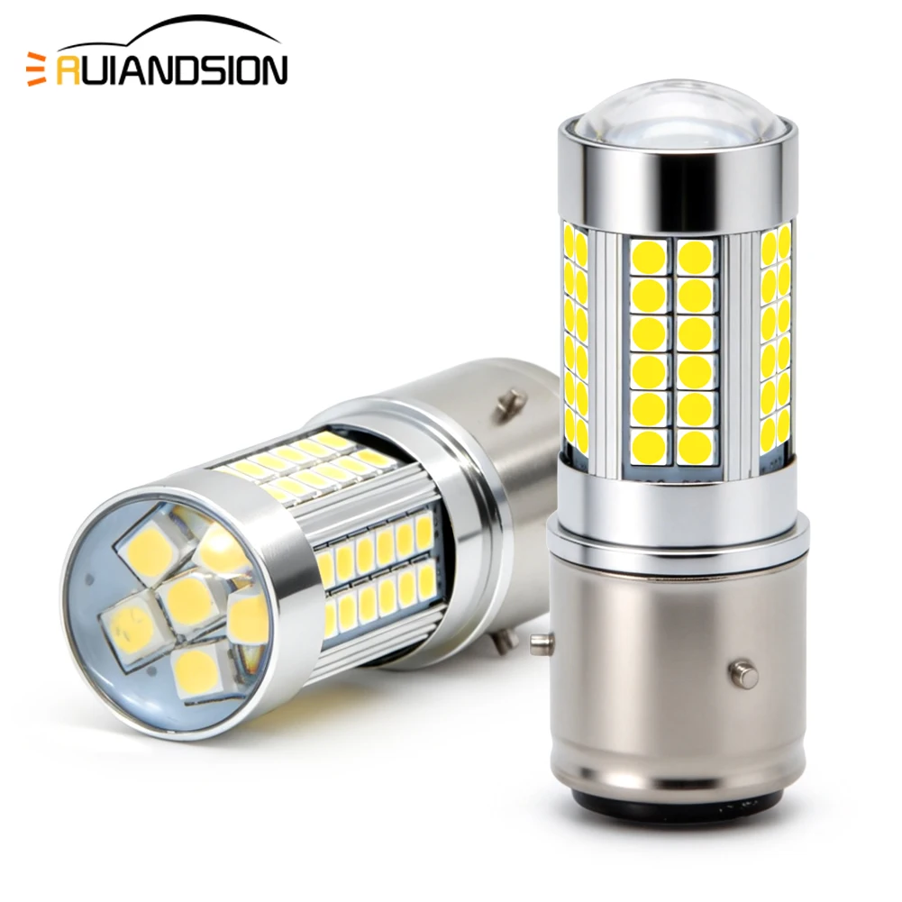 

Ruiandsion BA21D LED Motorcycle Headlight Bulb 6V/12V/10-30V 3030 66SMD Hi/Lo Beam for Scooter ATV UTV Headlamp 6000K White 3Pcs