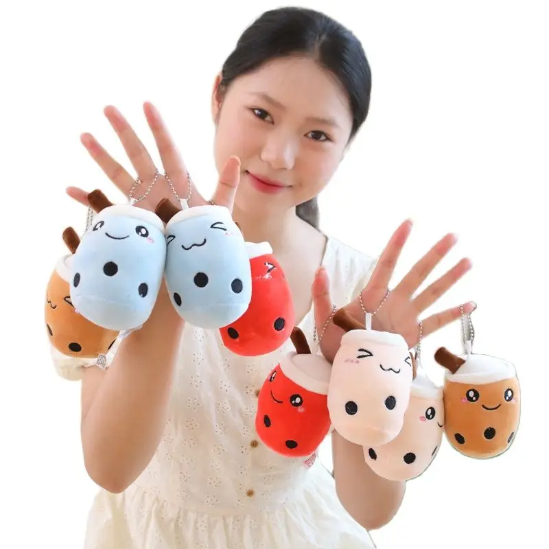 Porte-clés en peluche Boba Milk Tea pour filles et femmes, pendentif mignon Bubble Tea, jouets doux animés, décor de sac, cadeaux de Noël, nouveau