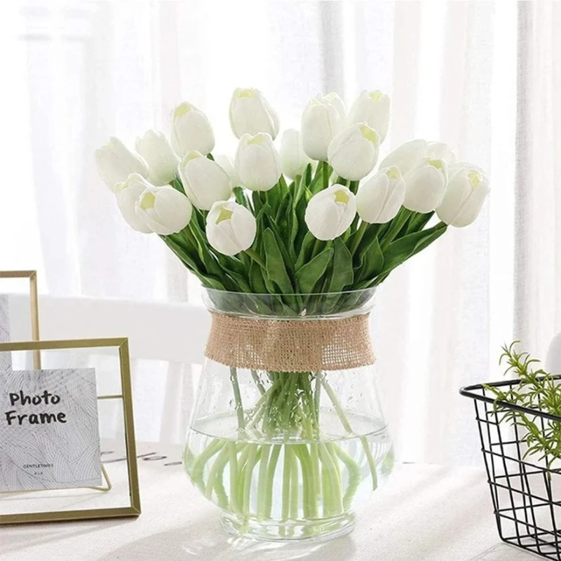 

10pcs Tulips Artificial Flowers Real Touch Flower Bouquet Tulips Fake Flower for Wedding Home Decoration