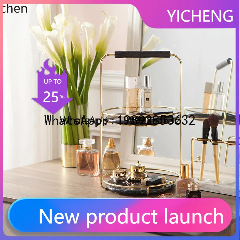 

Light Luxury Marble Tray Bathroom Cosmetic Storage Rack Long Shape Home Creative Dessert Organizer Tray