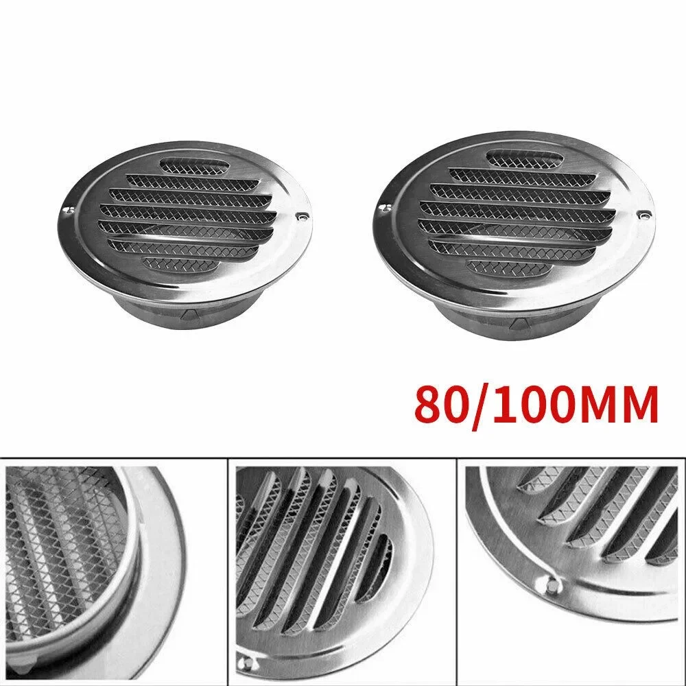 1PC Flat Round Air Vent Grill Metal Cover Circle Ducting Ventilation ⌀80mm/100mm Home Improvement Vents