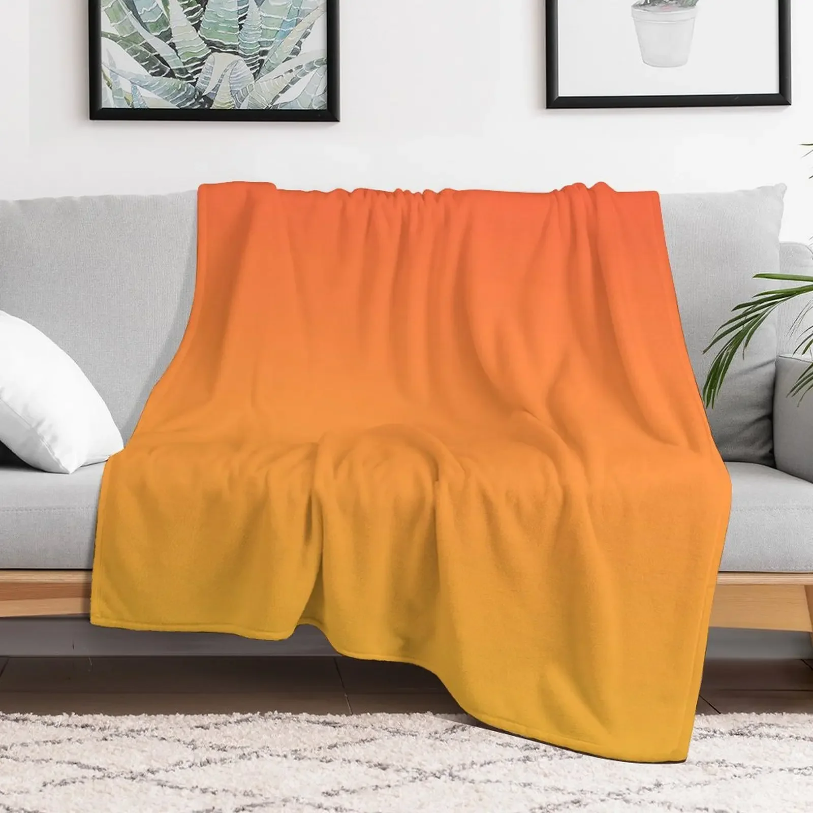 modern trendy abstract Yellow Orange Ombre Throw Blanket Warm Comfortable Blanket for Office Napping