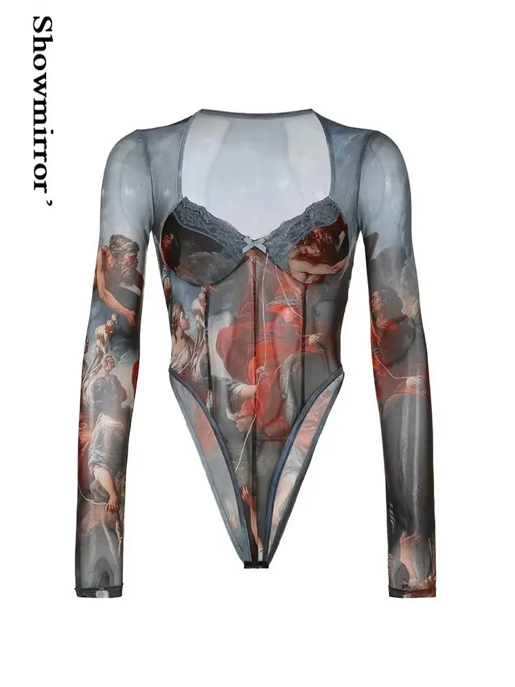 sexy gothic printed bodysuits female summer clothings y2k bodysuit tops for women fairycore bodis mujer party clubwear