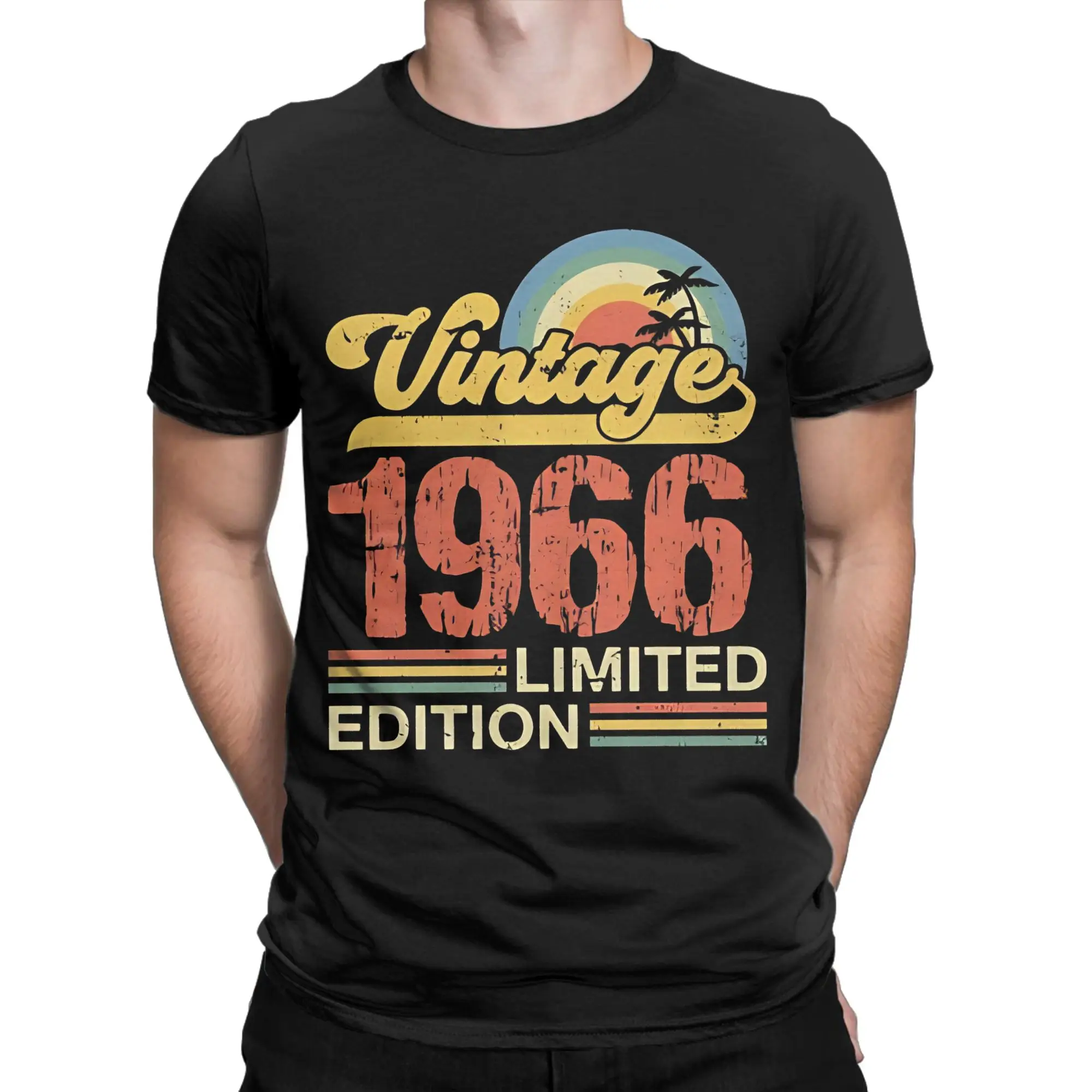 Men Women Vintage 1966 Limited Edition 60th birthday T Shirt 100% Cotton Print T-Shirt  Clothing Outfits