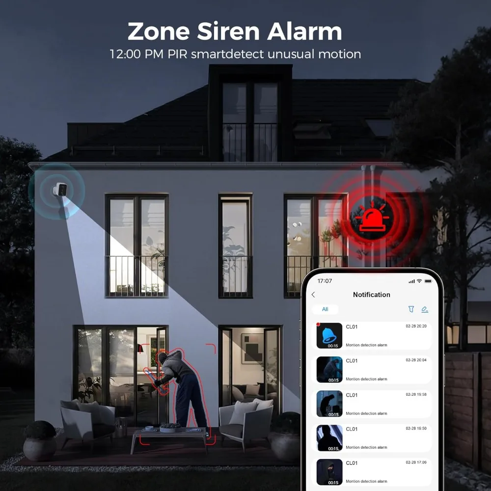 Telecamera di sicurezza wifi 4K - 143 ° fov - visione notturna a infrarossi - rilevamento doppia identificazione pir+radar - conversazione bidirezionale - alexa e googl