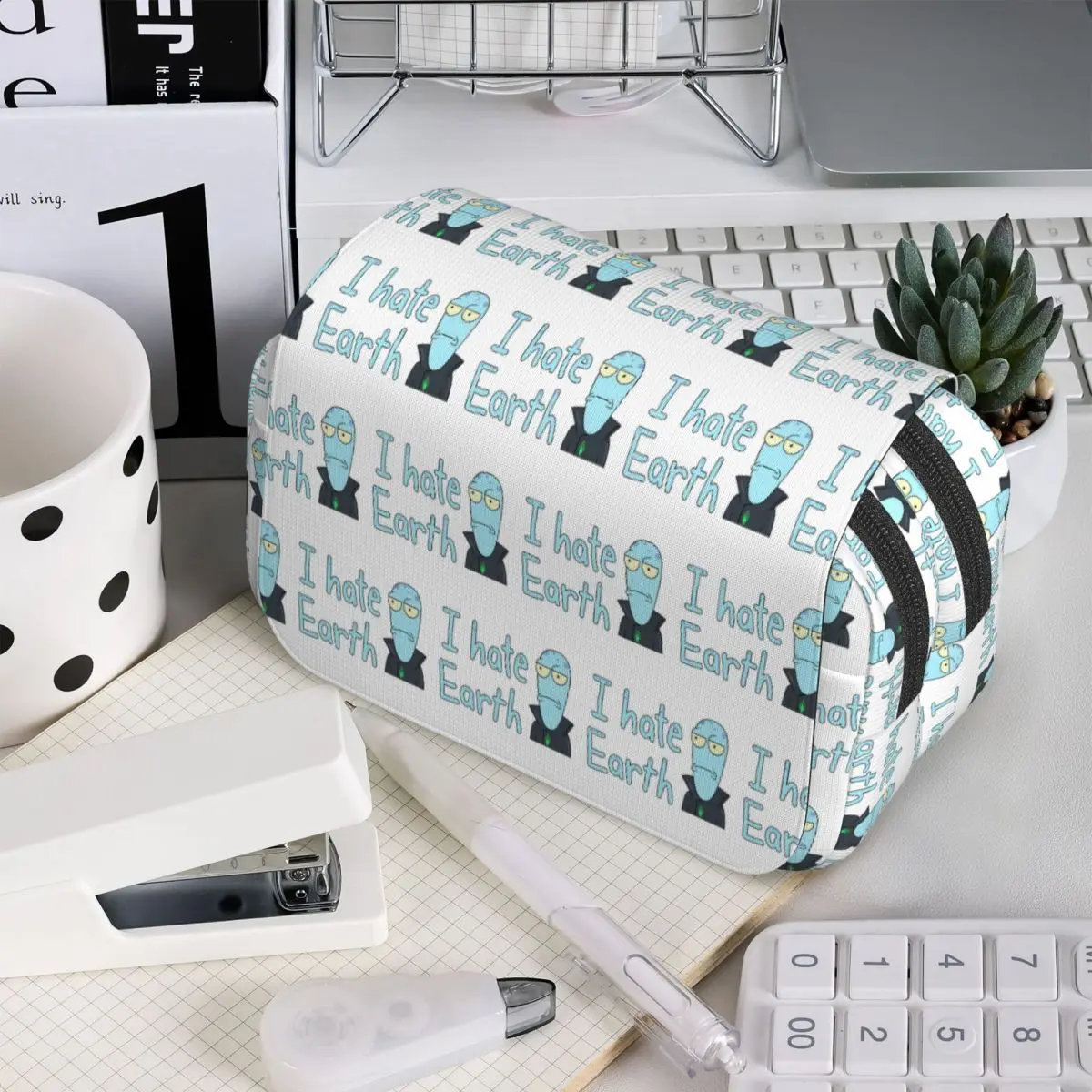 Korvo I Hate Earth Solar Opposites Cartoon Pencil Case for Boys Girls Pen Box Pencil Bag Stationery Supplies Pen Holder Bag