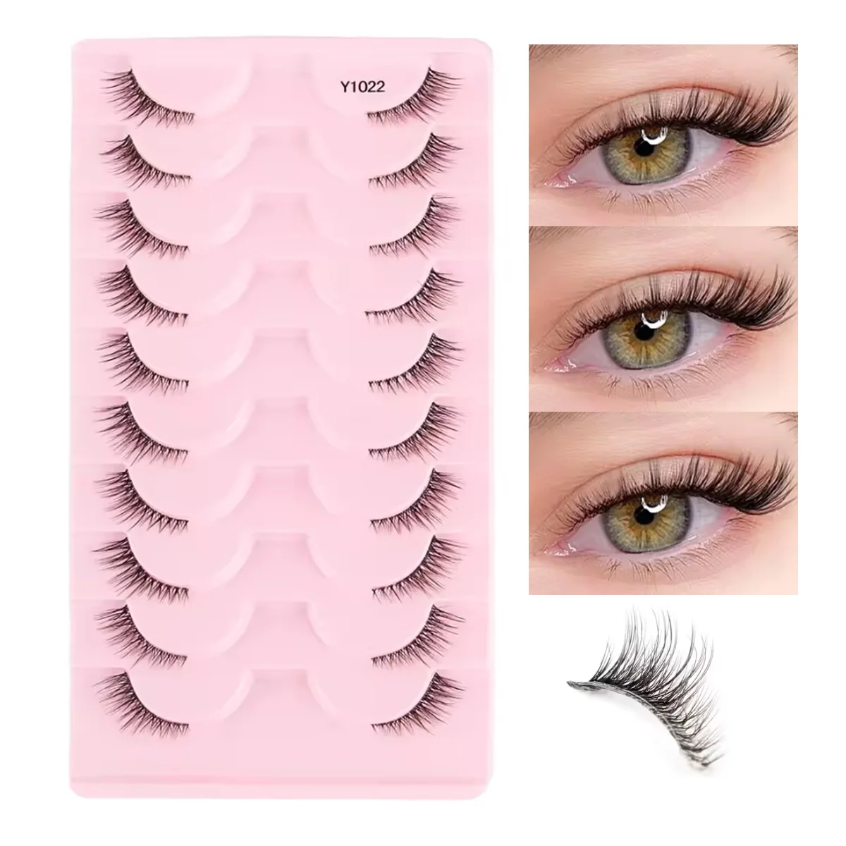 Half Lashes 3/6/10 Pairs 3D Mink Natural Short Cat Eye Fluffy Winged Sexy Fox Eye Makeup False Eyelash Extension Faux Cils