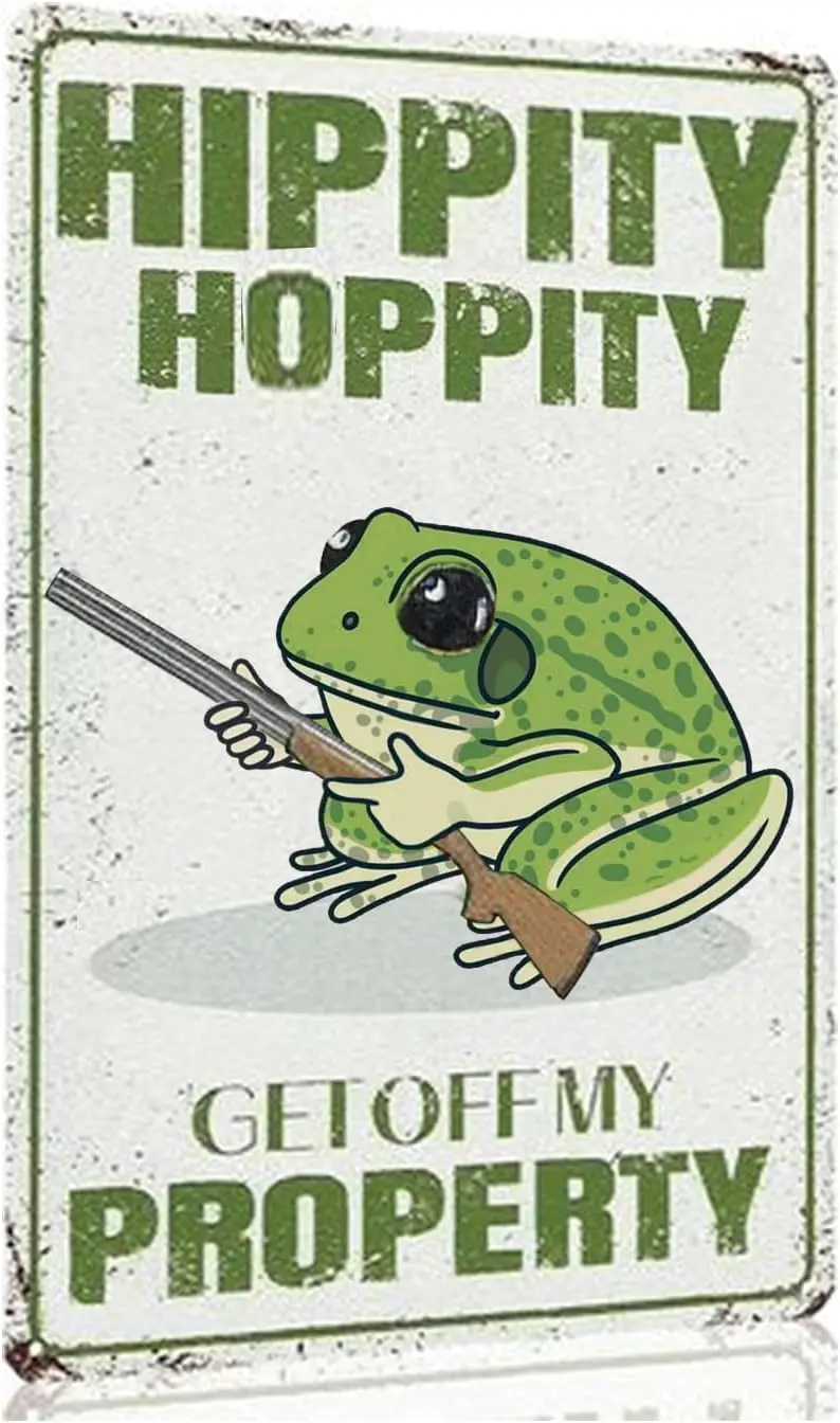 Funny Hippity Hoppity Get Off My Property Sign No Trespassing Sign Decor Tin Signs for Home Bedroom Garden Yard(8 X 12 Inch