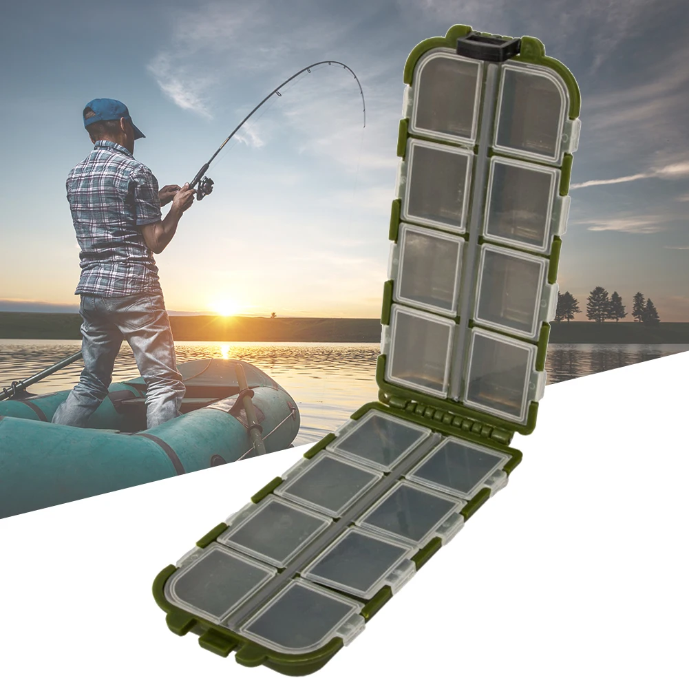 Mehrzweck-Angel-Aufbewahrungsbox mit 13 Fächern, rechteckiger Angelkoffer, großes Fassungsvermögen, doppelseitiges Angelausrüstungszubehör