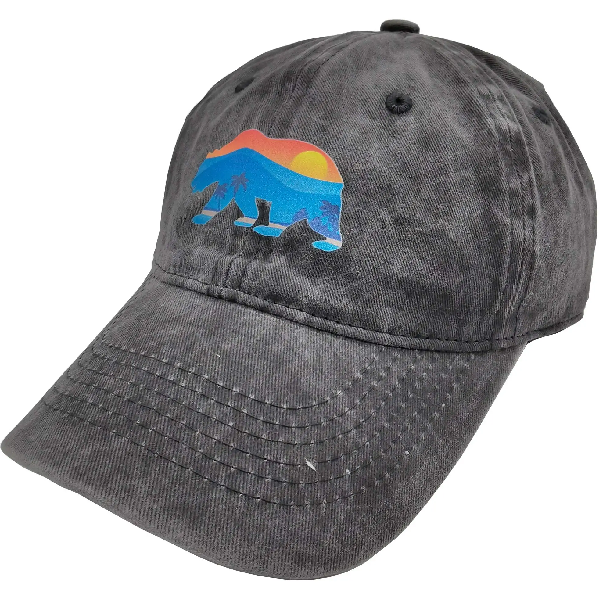 Gorra de béisbol de Mama Bear California para mujer, sombrero de papá de algodón de sarga lavada ajustable, negro