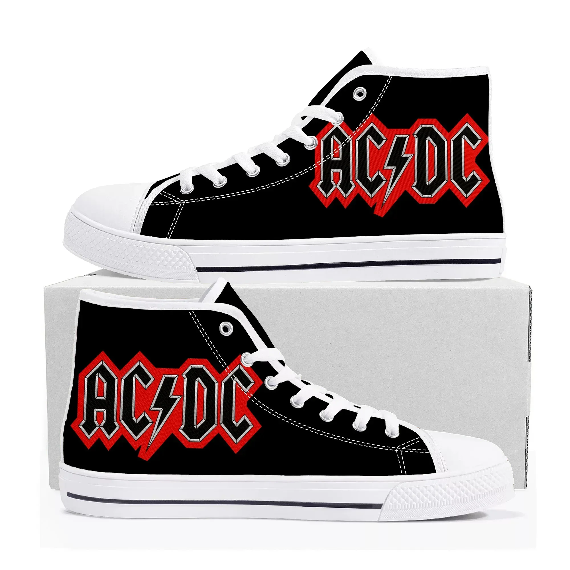 

AC Rock Band DC High Top Sneakers Mens Womens Teenager Canvas High Quality Sneaker Casual Couple Shoes Custom Made Shoe White