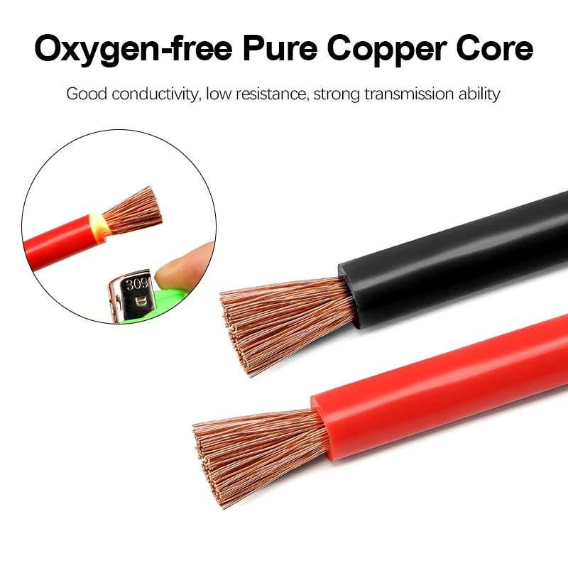 Battery Connection Cable 8 6 4AWG with M8 SC Terminal RV Pure Copper Core Inverter Battery Connection Wire 20/30/40/50/60/100CM image 2