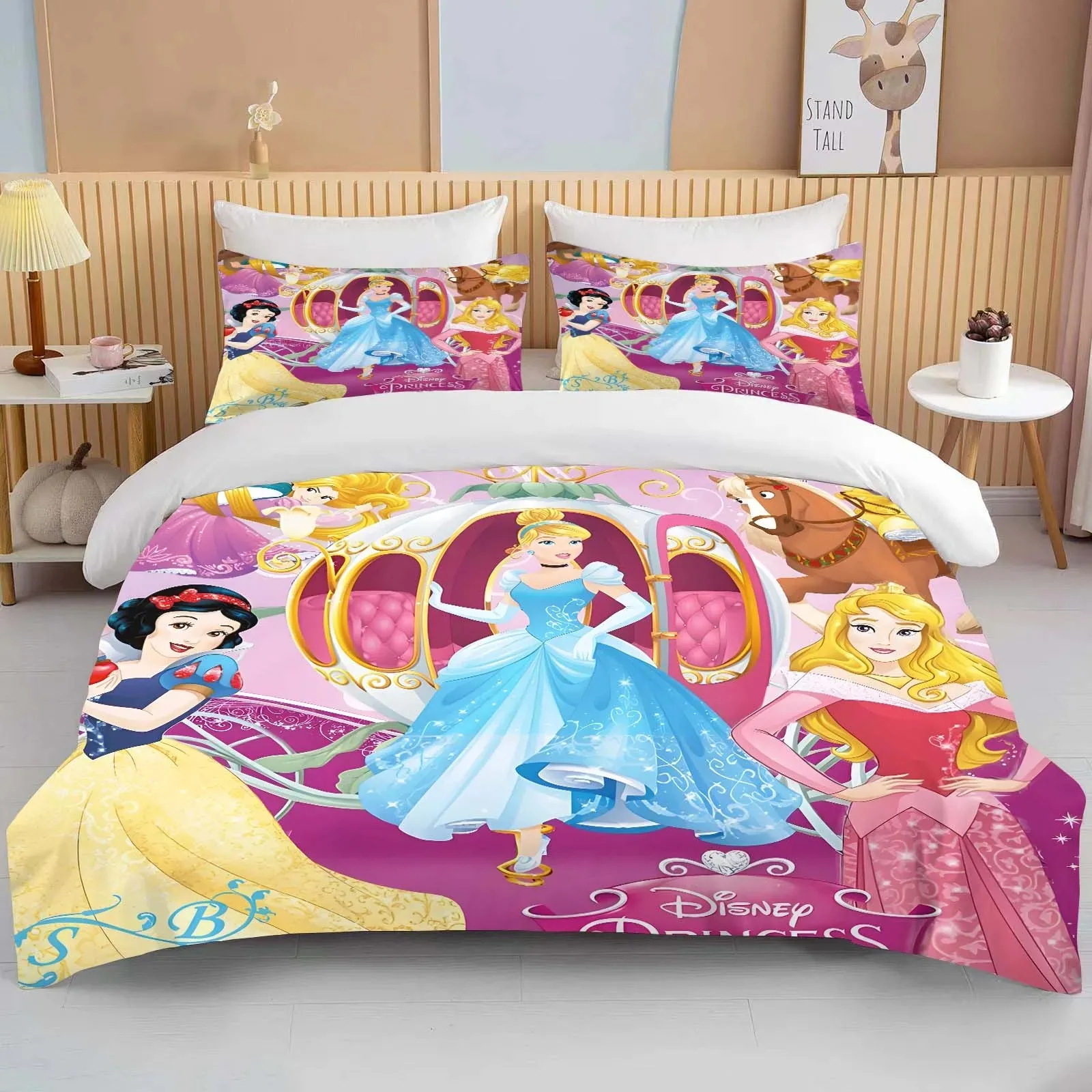 

Disney princess duvet cover pillowcase bedding set, boy girl duvet cover pillowcase gift home bedroom room queen size double bed