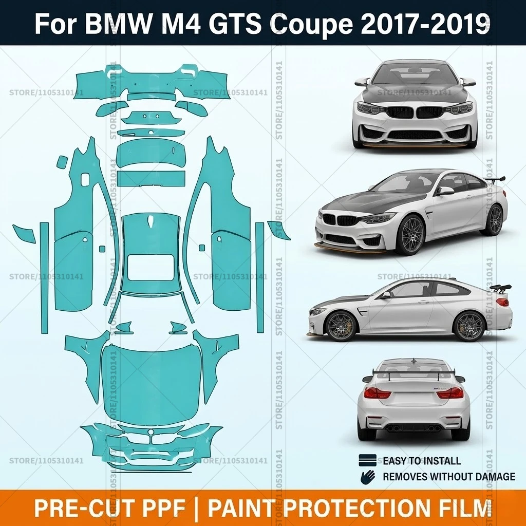 

Pre-Cut Paint Protection Film PPF Transparent Bumper Protector Automotive Clear Bra Car Film For BMW M4 GTS Coupe 2017-2019