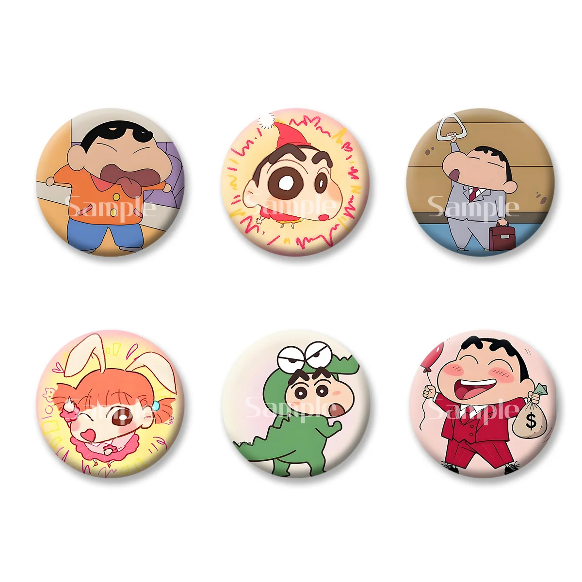 

Flash Badge Cards Shin-chan Anime Cartoon Cute Style Girl Keychains Convenient Makeup Mirror Fridge Magnet ACG Accessories