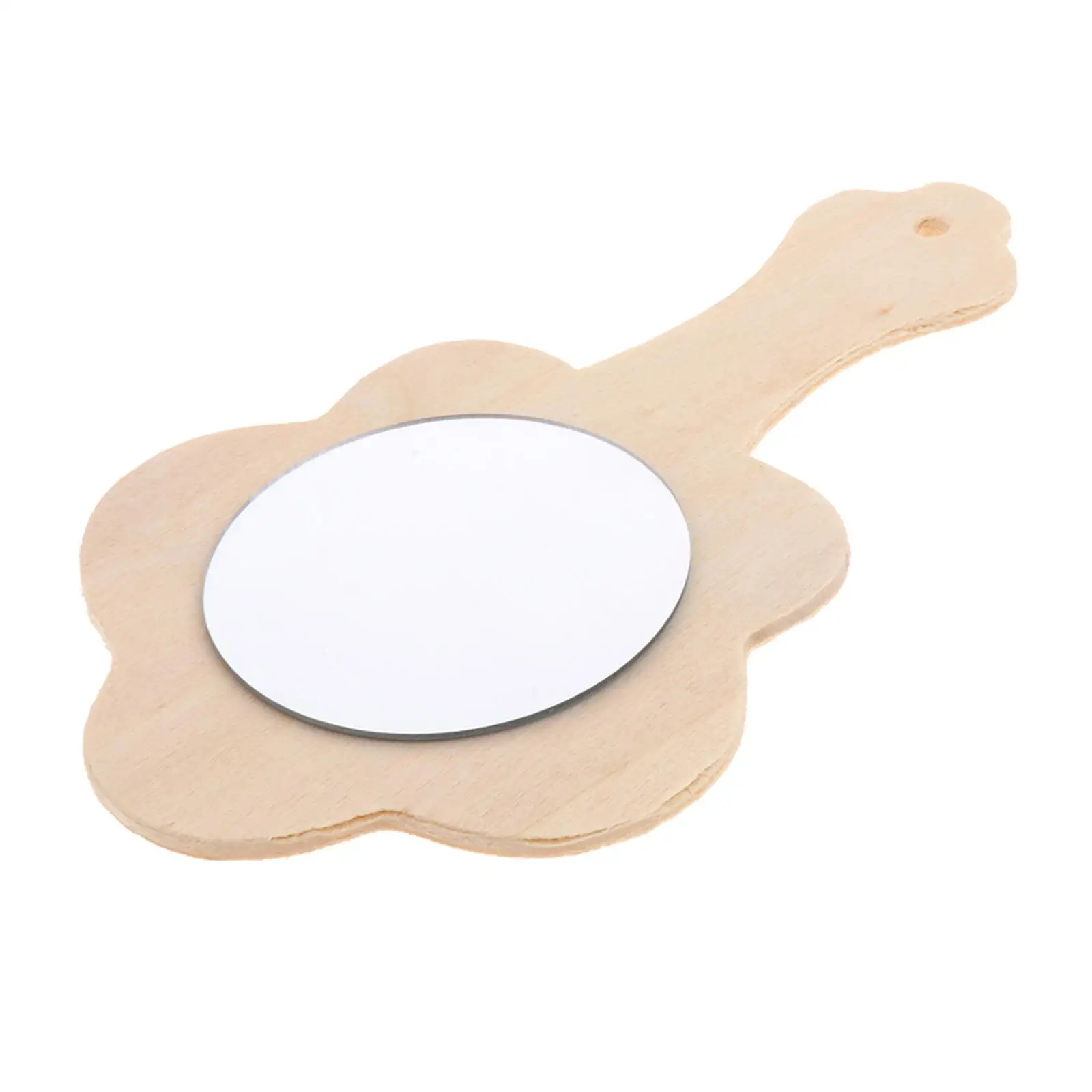 2X 10 Pieces Flower Shape Unfinished Wooden Handheld Mirror for Kids crafts