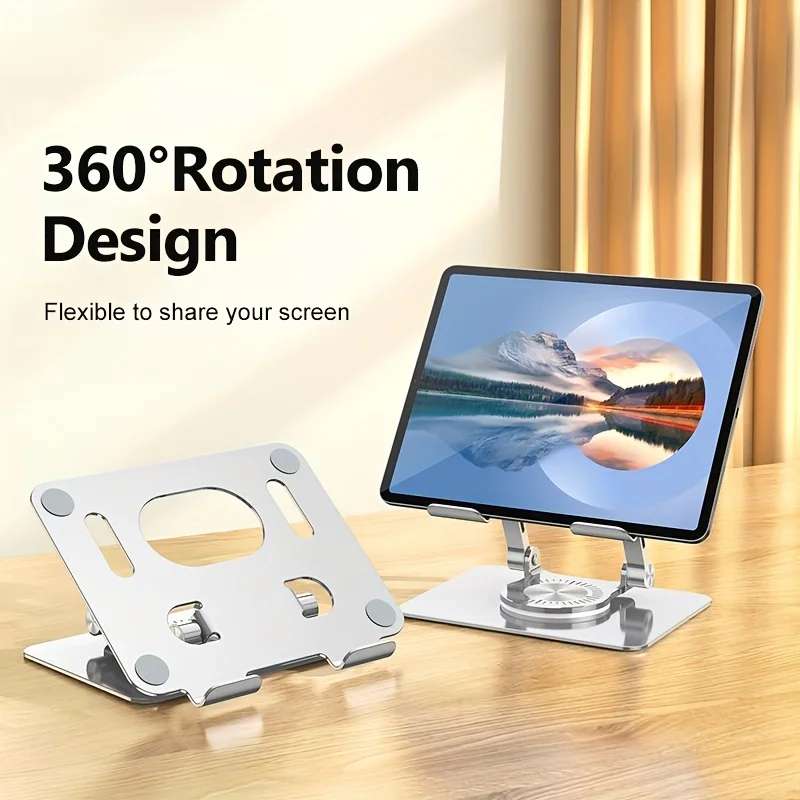 

360° Rotation Tablet Stand for iPad, Adjustable Foldable Tablet Holder,Aluminum Phone Stand Compatible with iPad Pro/ Air/ Mini