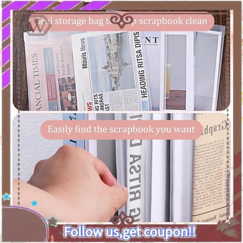 ABBG-Clear Plastic Cardstock Organizer For Scrapbook Paper Storage With Sticky Index Tabs For Holding Scrapbook Vinyl
