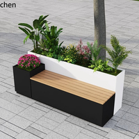 ZML Outdoor Seat Card Seat Flower Box Rest Seat Garden Bench Balcony Landscaping Stainless Steel Flower Trough