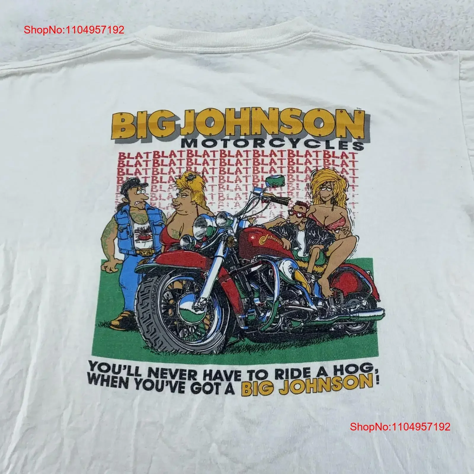 Vintage Big Johnson motocicletas camiseta para hombre XL blanco divertido motorista 90s vintage lavado Unisex homme streetwear cómodo suave
