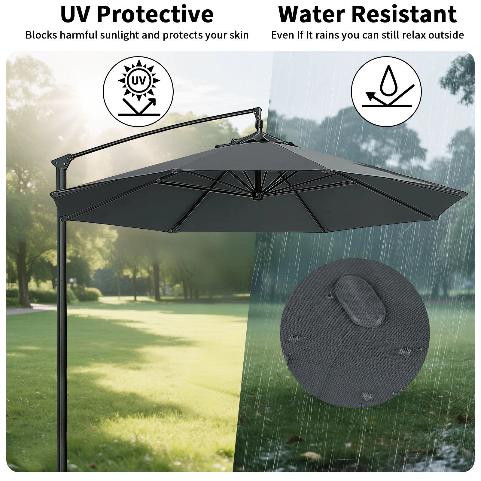 6/8Ribs Patio Umbrella Replacement Canopy Replacement 2/2.5/2.7/3M UV Protection Waterproof Garden Parasol Rain Cover Replacemen