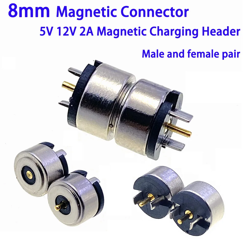 3 /5 Pair Spring-Loaded Magnetic Pogo Pin Connector 2Pin Male Female 10A 2A 5V DC Power Charge Probe Magnet Charging Connector