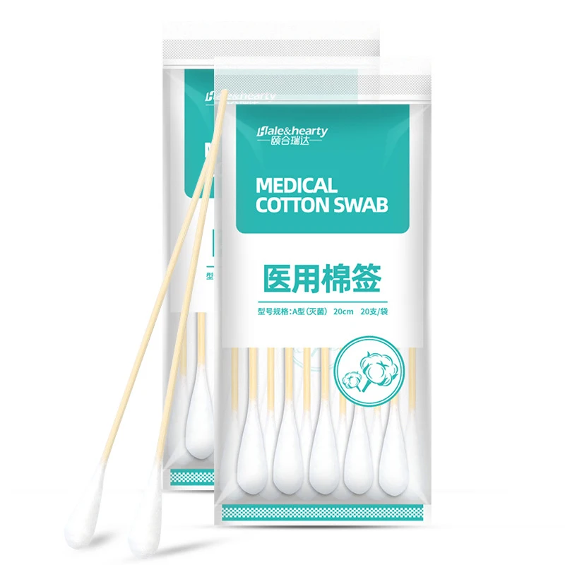 100/40/20Pcs Women Beauty Makeup Cotton Swab Big Head Buds Make Up Wood Sticks Nose Ears Cleaning Health Care 20cm