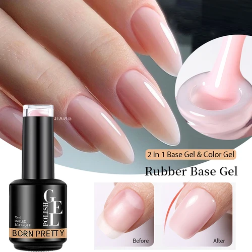 Imagen 2 del producto BORN PRETTY 15ml 2 en 1 Gel Base de goma Color Gel Ultra brillo Color gelatina semipermanente remojo UV LED barniz suministros de uñas