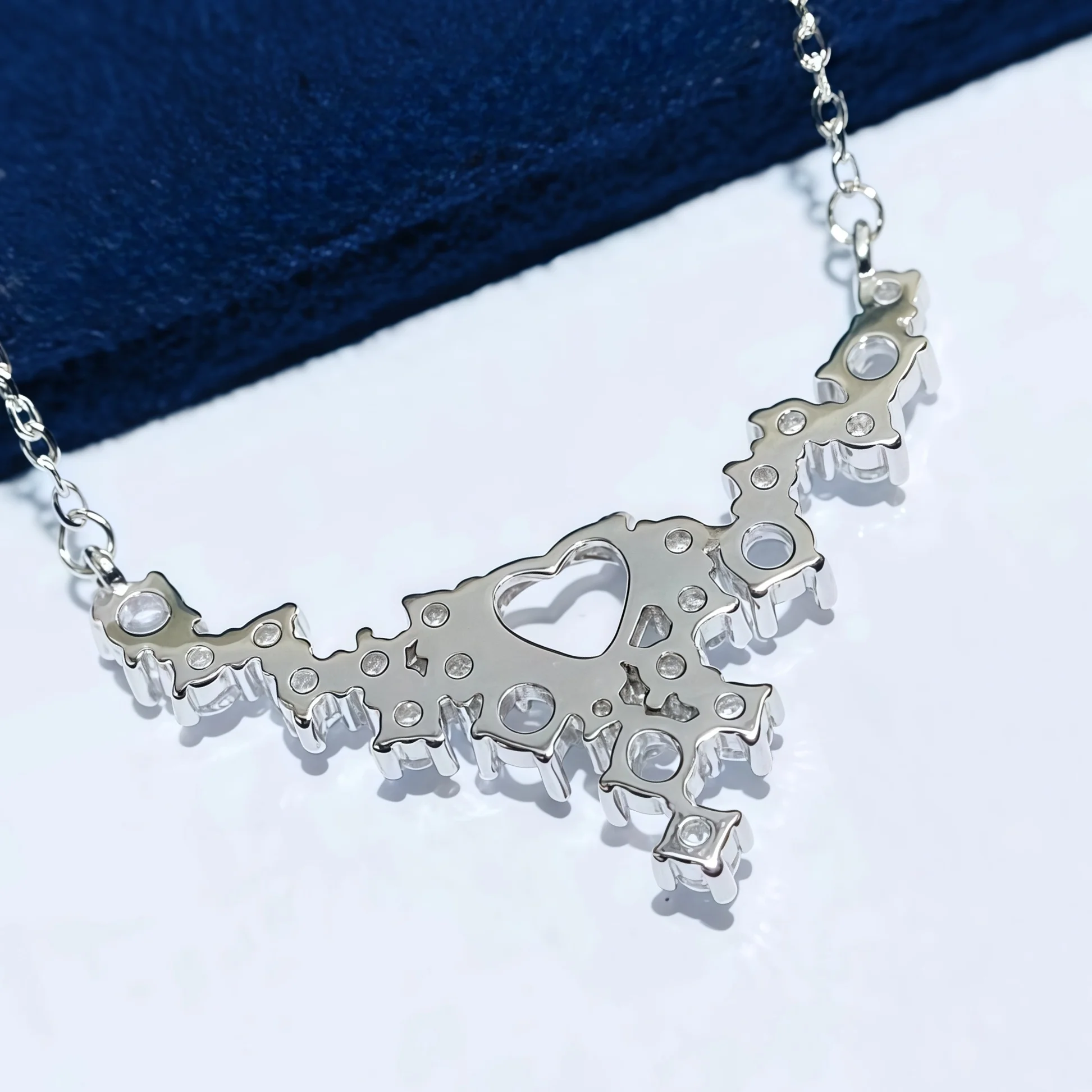 موضة عقد دي اي واي حامل فارغ S925 فضة إعداد 6 مللي متر على شكل قلب حجر غرامة الزركون حفلات الزفاف مجوهرات للمرأة #2