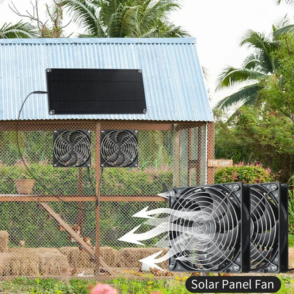 40W Solar Panel Fan Solar Powered Exhaust Fan Greenhouse Pet House Cooling Fan Long-lasting Waterproof Homes, RVs, Greenhouses,