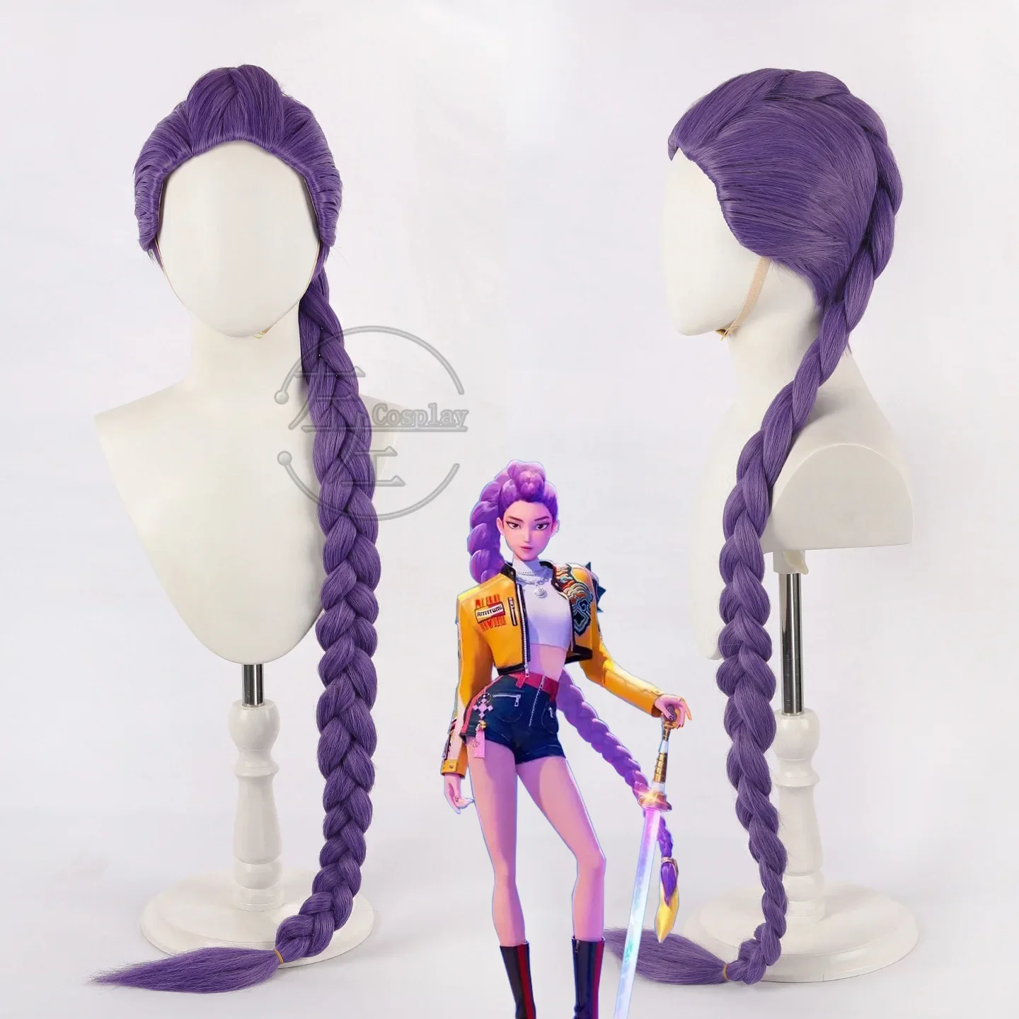 

Demon Hunters 100cm Long Rumi Cosplay Wigs Movie Character Role Play Heat Resistant Synthetic Hair Women Party Purple Color Wig