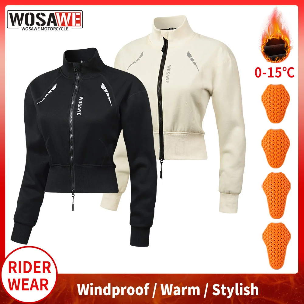 

WOSAWE Winter Motorcycle Jacket Women Thermal Windproof Warm Coat Off-Road Motocross Riding Clothes with Comfortable Soft Pads