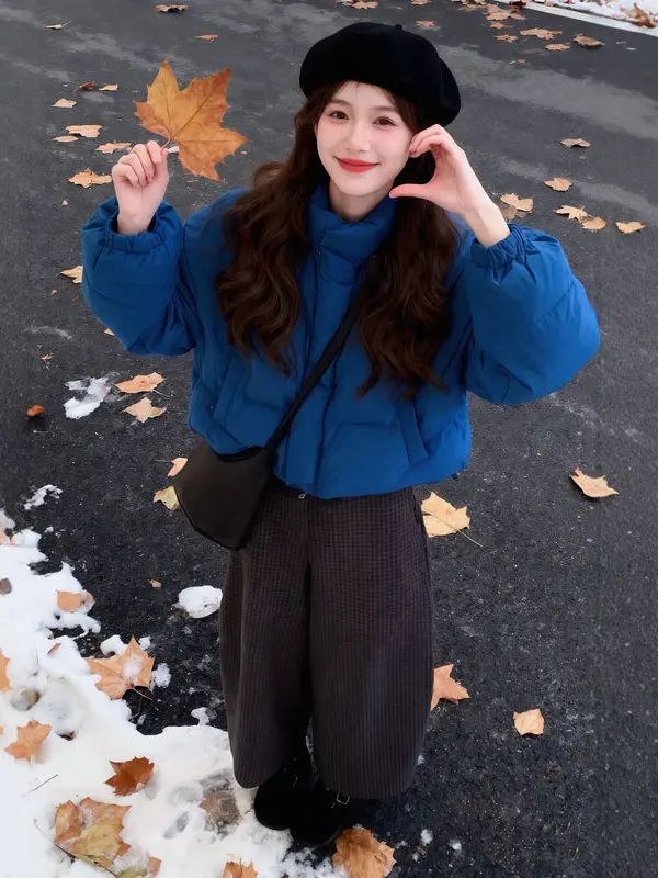 

Мягкие хлопковые тонет в стиле ретро, широкие брюки, комплект из двух предметов, Ele Clete OOTD, зимний женский ансамбль Faion